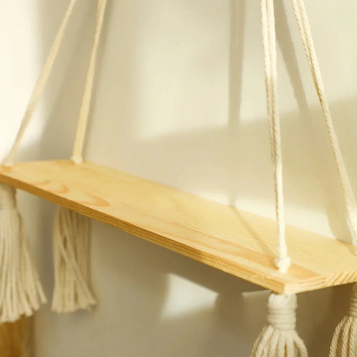 Lisslune | Wall shelf – Wood – Hanging shelves – Boho home decoration – Room decoration
