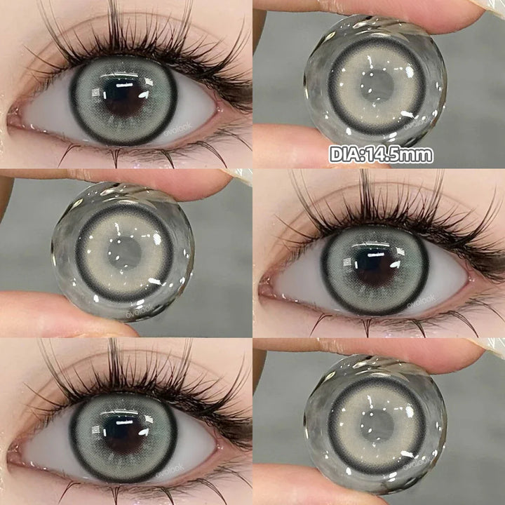 Rynx | 2PCS Large Gray Contact Lenses for Eyes Myopia Color Lens Natural Brown Pupils Gradient Contact Lens Black Lens