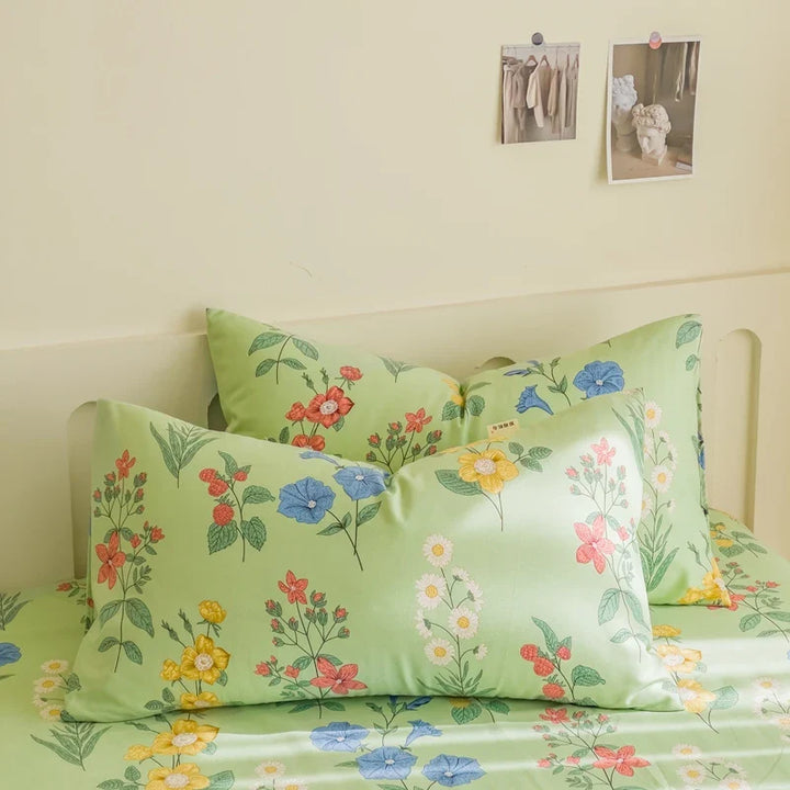 Rynx | 100% Cotton Thickened Pillowcase 48cm*74cm 2 Pieces Beauty Floral Print Pillowcase for Bedroom