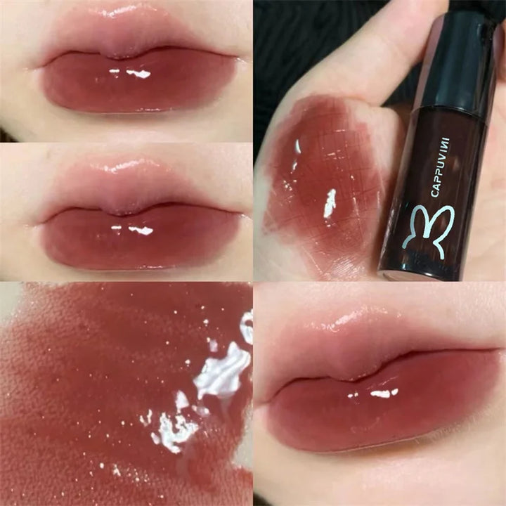 Rynx | Shiny Lip Lacquer Gel Glitter Lip Gloss Long-lasting Moisturizing Liquid Lipstick Lines Fade Shimmer Lip Makeup Cosmetics