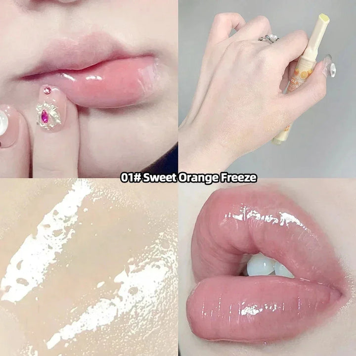 Rynx | 3PCS Heart-shaped Jelly Lipstick Pen Mirror Water Glitter Lip Lacquer Waterproof Moisturizing Lipstick Transparent Korean Makeup