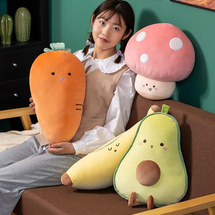 Lisslune | Shady Avocado and Banana Plush Pillow - 55 cm Soft Pillow for Kids