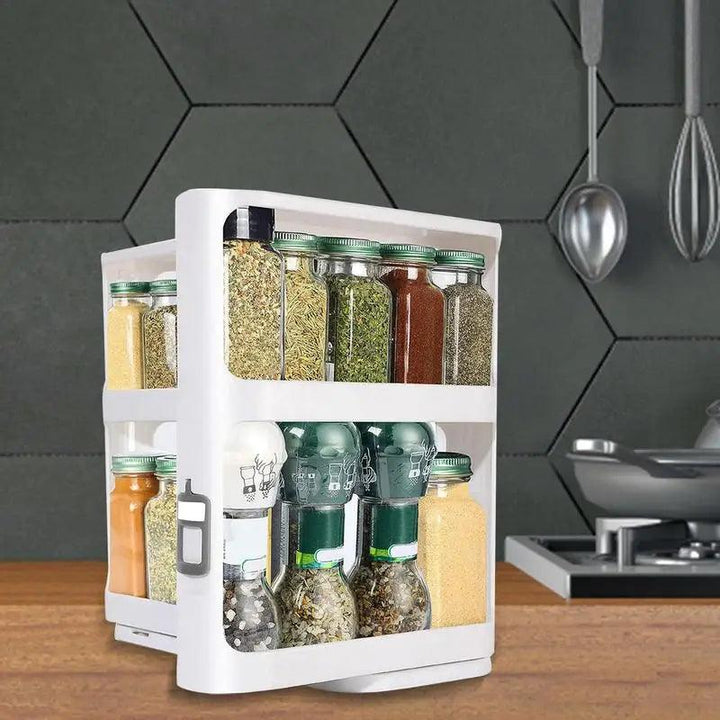Lisslune | Pull & Rotate Dual-Layer Spice Organizer - 28x13x27CM Kitchen storage solution