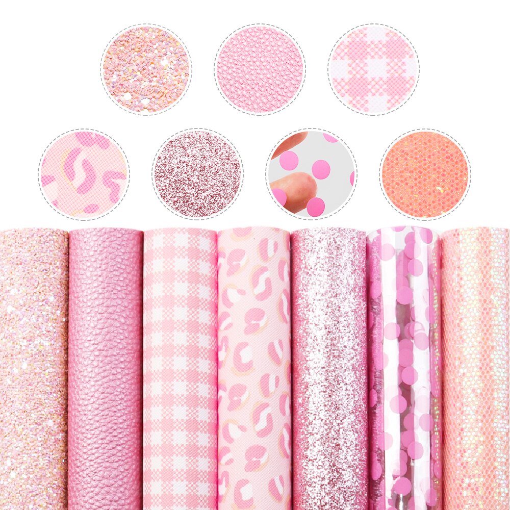 Lisslune | Elegant Pink Lychee Glitter Artificial Leather Craft Sheets for Stunning DIY Projects