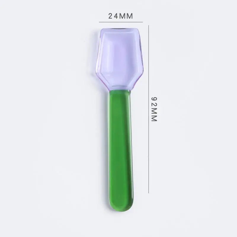 Rynx | Colored glass spoon dessert ice salad spoon with handle coffee soup stirring spoon high borosilicate heat and cold resistance