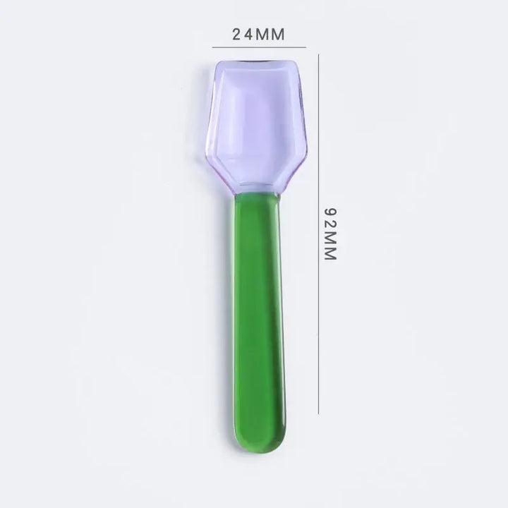 Rynx | Colored glass spoon dessert ice salad spoon with handle coffee soup stirring spoon high borosilicate heat and cold resistance