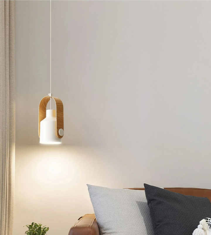 Lisslune | Nordic Wood & Metal Pendant Spotlight – Minimalist Hanging Light