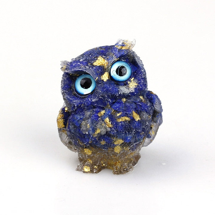 Lisslune | Natural Crystal Owl Figurine: Handmade Collector's Item
