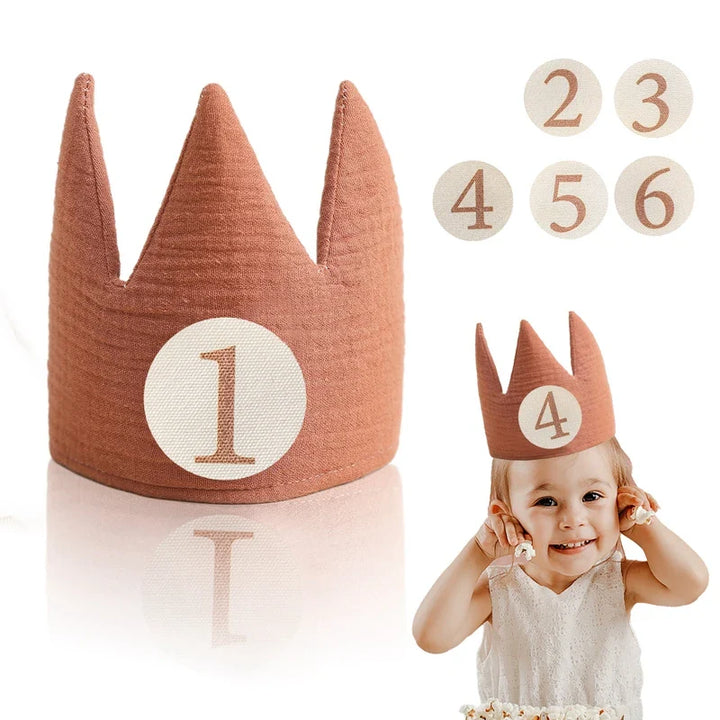 Lisslune | Children's birthday fabric crown with interchangeable adhesive numbers