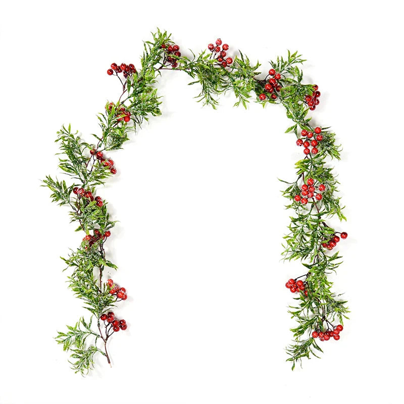 Rynx 150cm Christmas Wreath Rattan Artificial Vine Hanging Floral Garland Christmas Decorations for Home Christmas Fireplace Door Decor