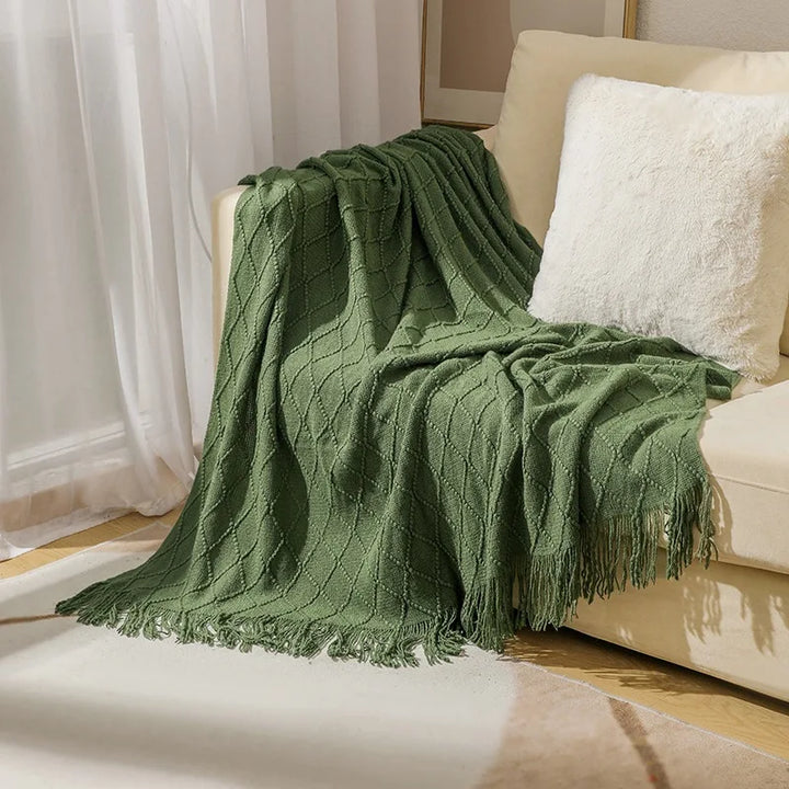 Lisslune | purple diamond knit blanket