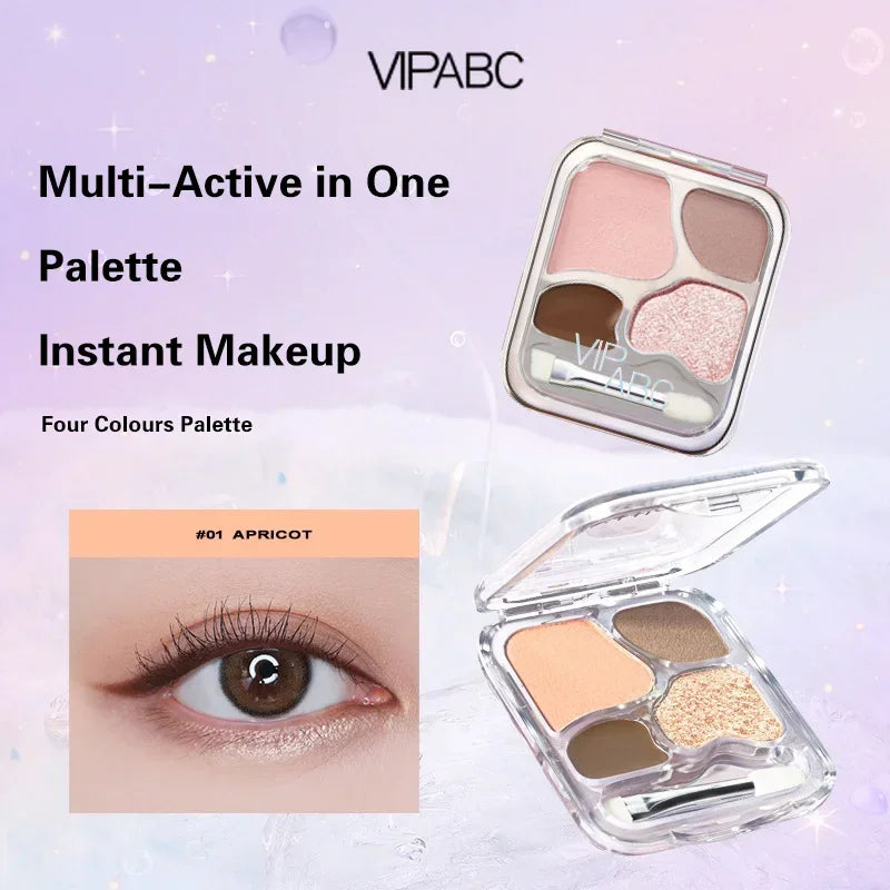Rynx | 4 Color Eyeshadow Palette Blush Eyeliner Eyeshadow Highlighter Contour Palette Eye Makeup Sweet Beauty Cosmetics
