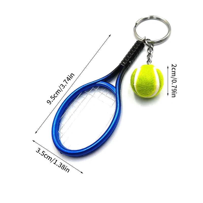 Rynx | Tennis Keychain Alloy Tennis Racket, Ball Split Ring Keychain For Sports Lovers Team Sports Bag Pendant