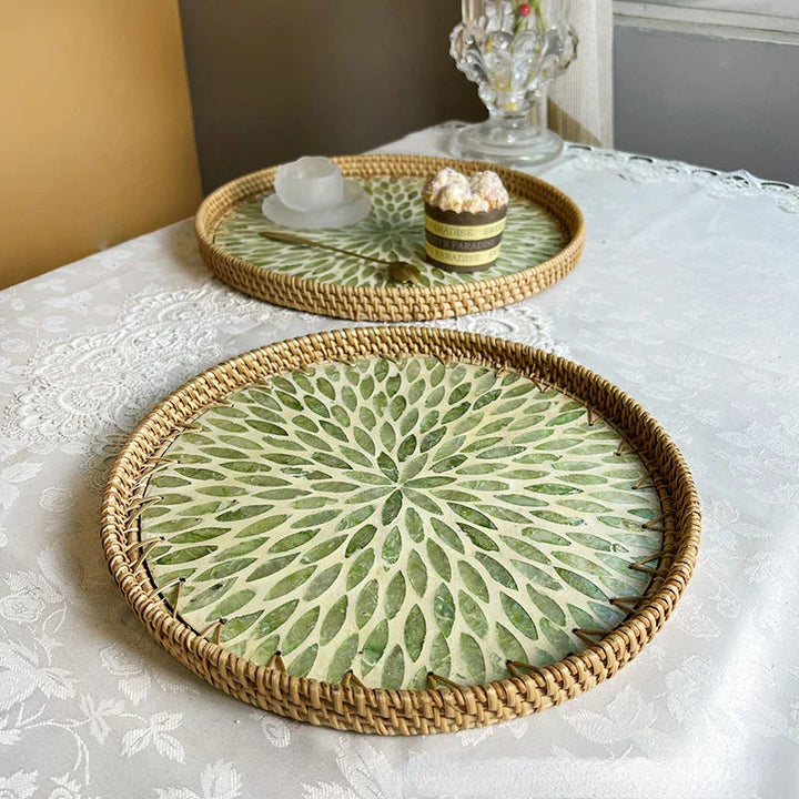 Lisslune | Lotus Leaf Rattan & Shell Fruit Bowl Tray