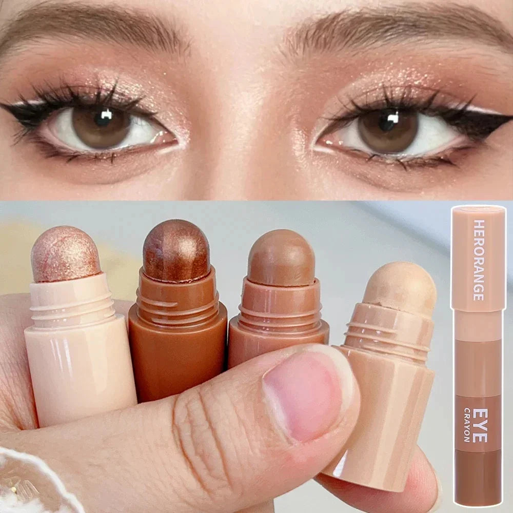 Rynx | 4 In 1 Pearl Eye Makeup Pencil Glitter Silk Moth Liner Highlighter Pencil Long-lasting Matte Shimmer Eye Pencil Eye Makeup Cosmetics