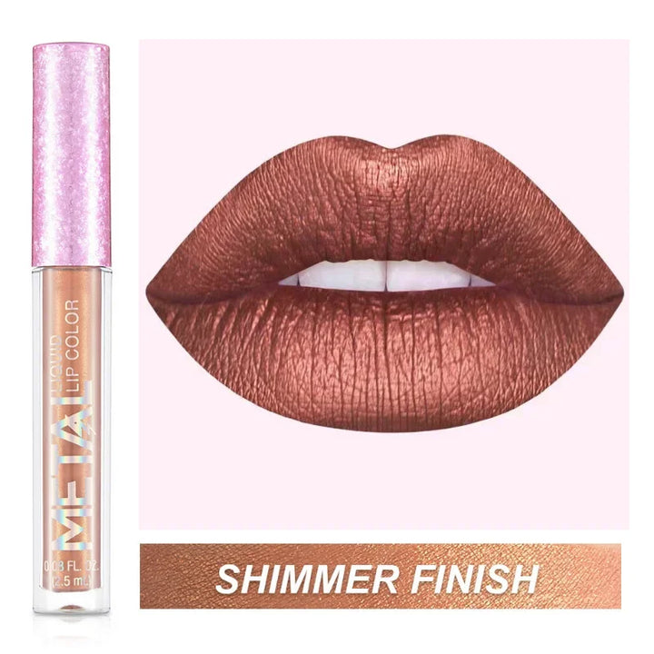 Rynx | Metallic Lip Gloss 12 Colors Glitter Matte Liquid Lipstick Waterproof Shiny Shimmering Lip Tint Long-lasting Party Festival Lip Makeup