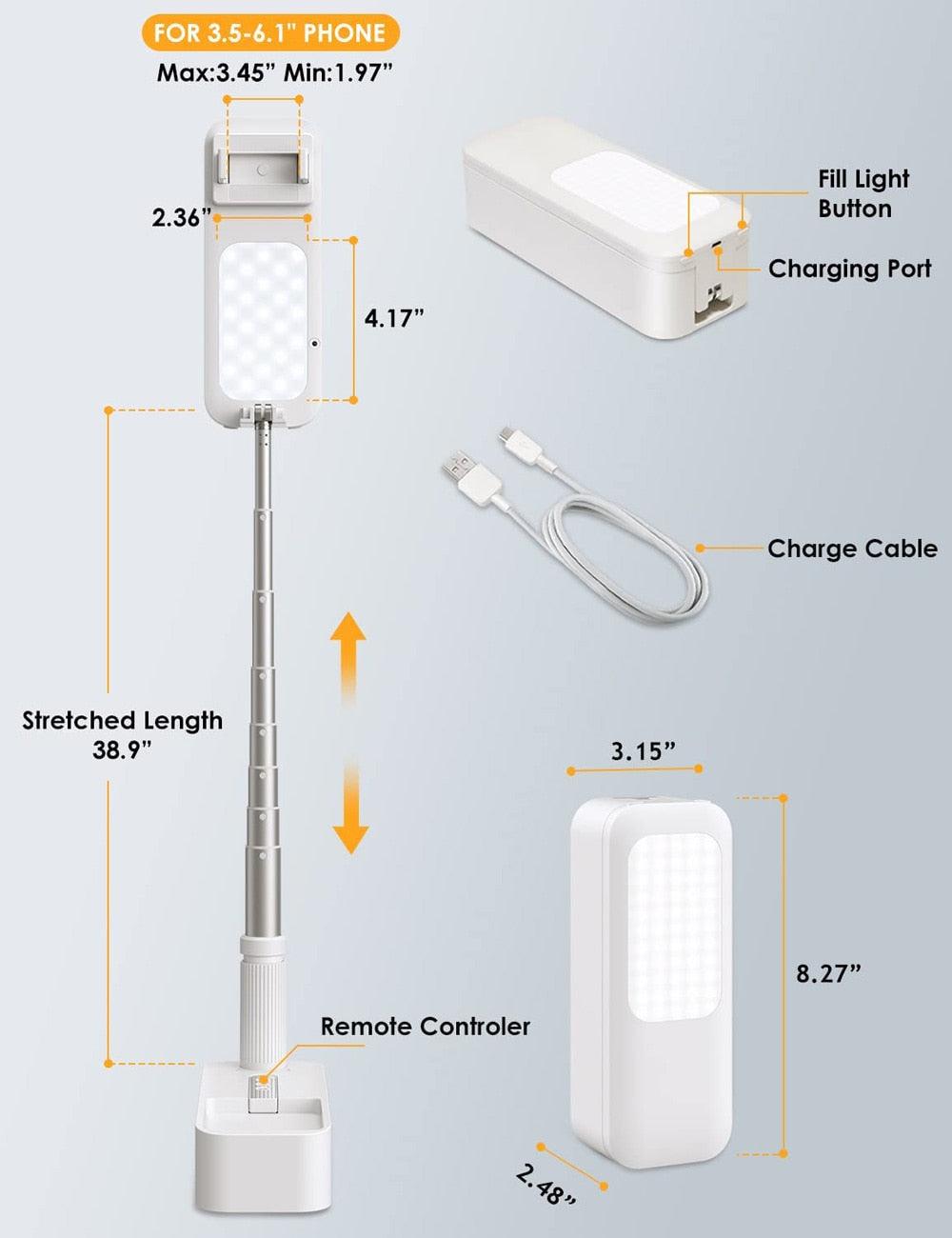 Lisslune | Ultimate Selfie Studio: Portable tripod with adjustable lighting and Bluetooth remote control