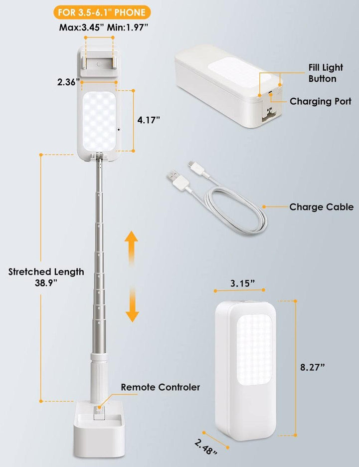 Lisslune | Ultimate Selfie Studio: Portable tripod with adjustable lighting and Bluetooth remote control
