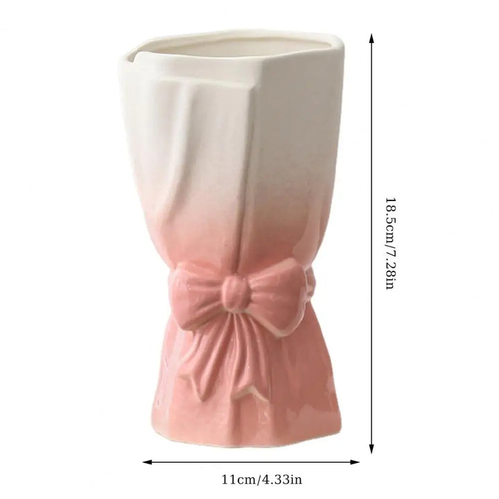 Lisslune | Ribbon Bow Ceramic Tabletop Flower Vase