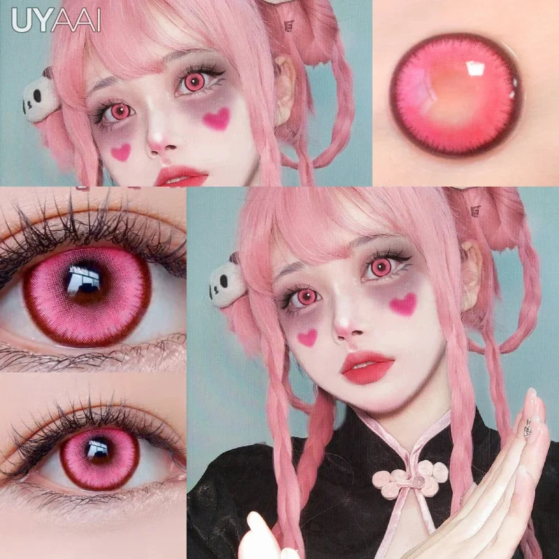 Rynx | 1 Pair Korean Color Contacts for Eyes Cosplay Lenses Large Eye Makeup Pink Lens
