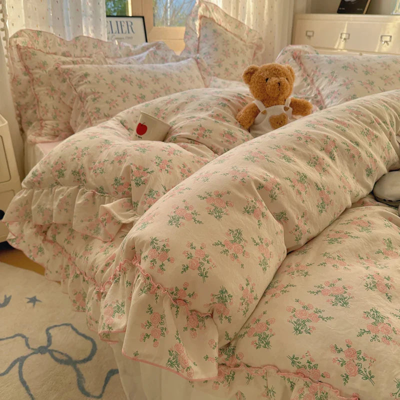 Rynx | Cute Print Bed Sheet Set Girls' Room Bedding Set Single/Double/Queen/King Size Bedding Set Soft Bedding sábanas para cama