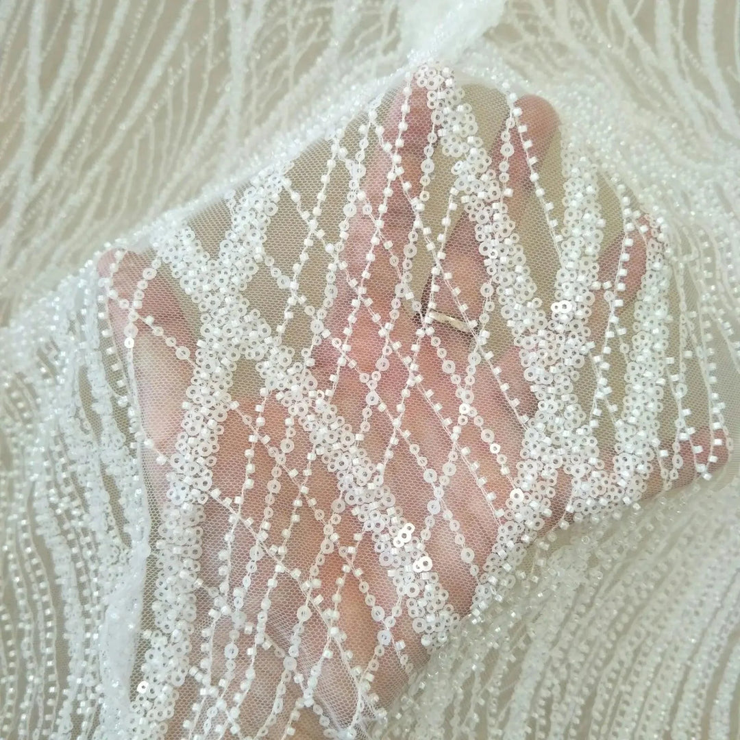 Lisslune | Advanced Bridal Lace Fabric for Wedding Dresses - 130cm Wide, Sold by the Meter