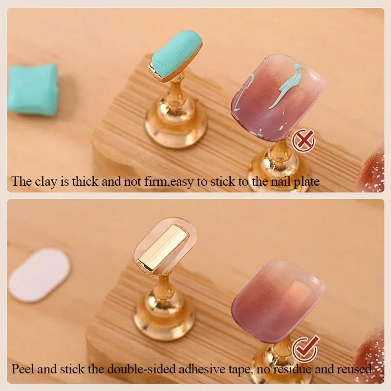 Rynx | Clearance Transparent Nails Double-Sided Glue Reusable Sticky Gel Nail Art Practice Stand Display Holder Manicure Tools