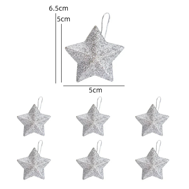 Rynx Gold Glitter Star Ornaments Christmas Tree Hanging Pendants Christmas Decorations for Home Navidad New Year Party DIY Gift