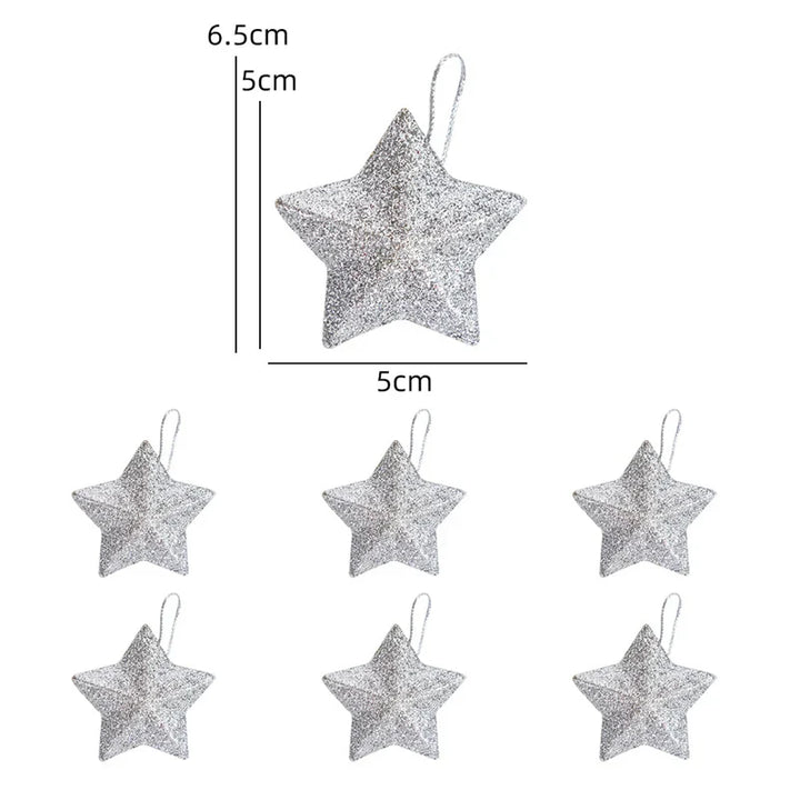 Rynx Gold Glitter Star Ornaments Christmas Tree Hanging Pendants Christmas Decorations for Home Navidad New Year Party DIY Gift