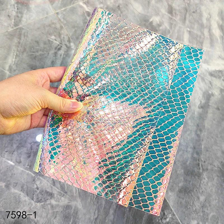 Lisslune | Iridescent Rainbow Snake Skin Holographic PVC Craft Fabric - Perfect for Artistic Creations