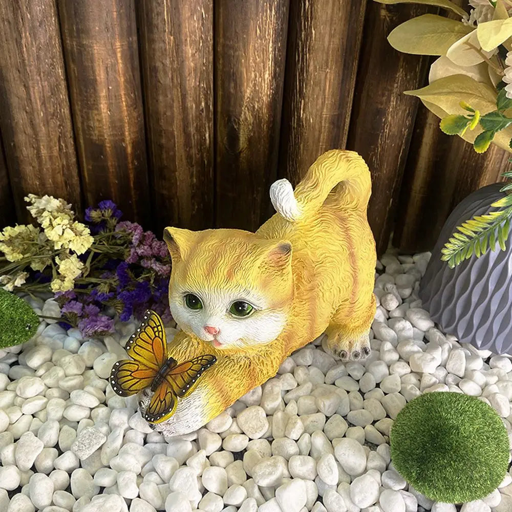 Lisslune | Butterfly Catcher Cat Resin Decorative Lamp