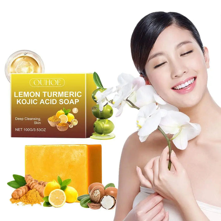 Lisslune | Lemon-Turmeric-Kojic Acid Soap Natural Brightening Face Skin Care
