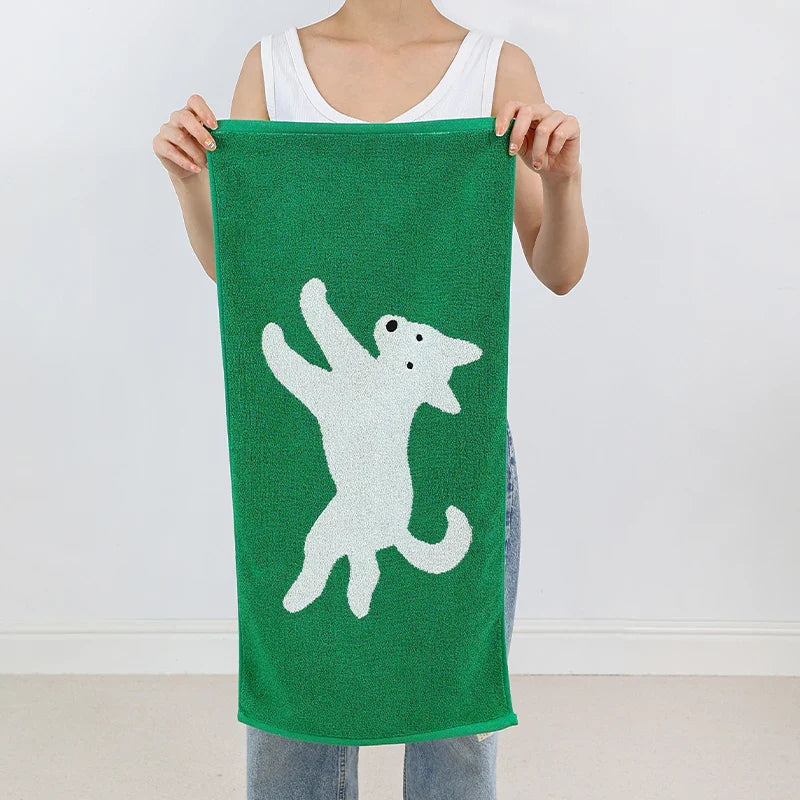 Rynx | Cute running puppy design cotton towels soft absorbent children's face towel adult bathroom towels 70*140cm household towel