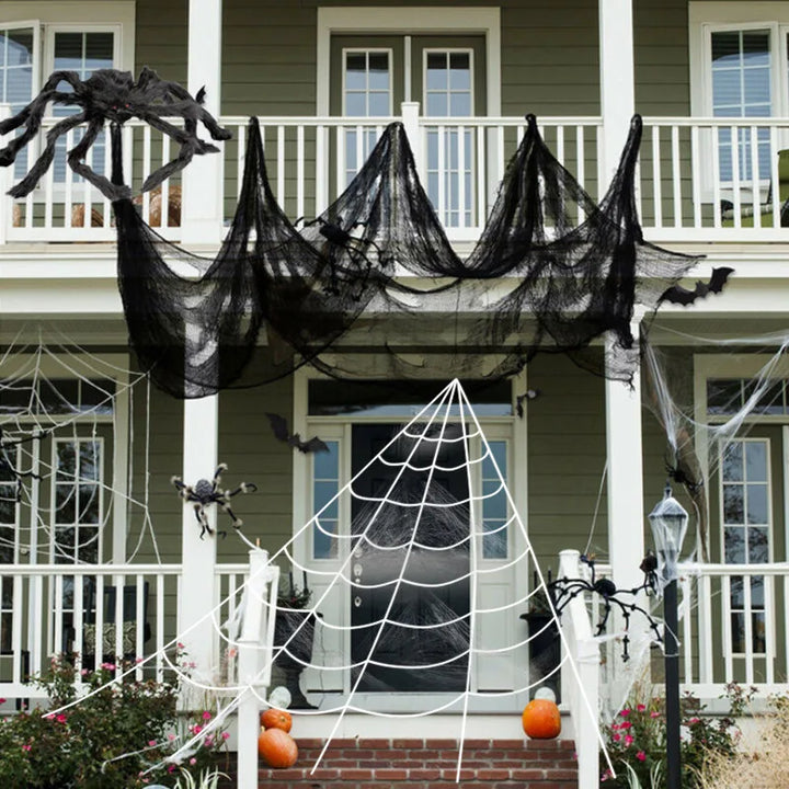 Rynx | Horror Halloween Party Decoration Haunted House Entrance Outdoor Deco Black Scary Fabric Creepy Gauze Gothic Props