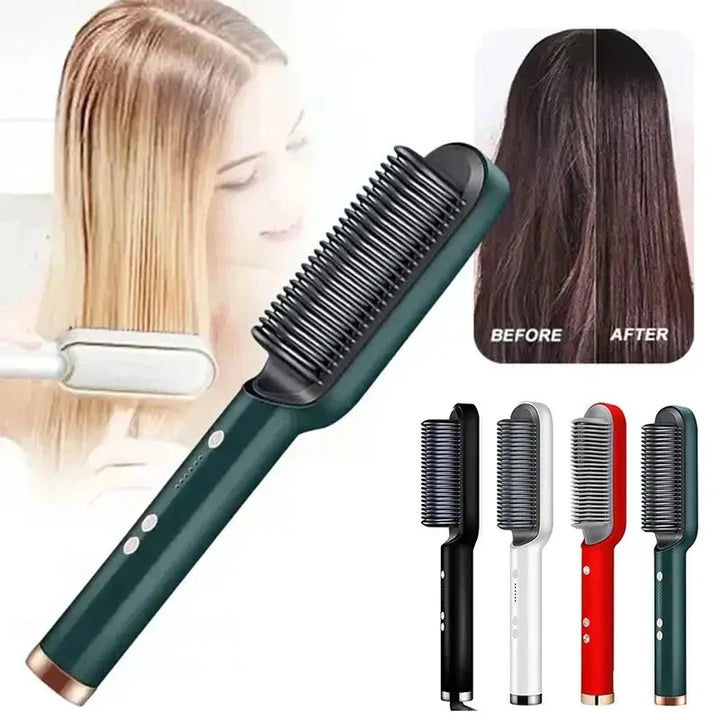 Lisslune | Hair Straightening Brush UK – 2-in-1 Thermal Comb Straightener & Curler with Adjustable Heat & Tourmaline Technology