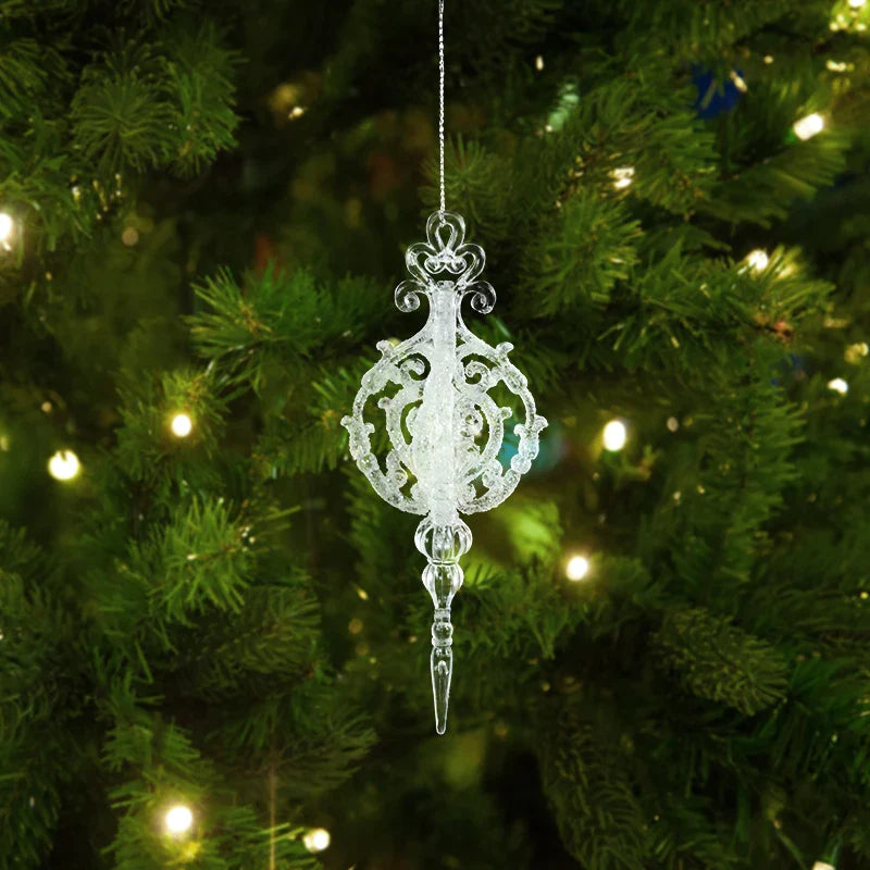 Rynx Christmas Tree Transparent Snowflake Hanging Ornaments Acrylic Pendants 2024 Christmas Decoration for Home Navidad Gifts New Year