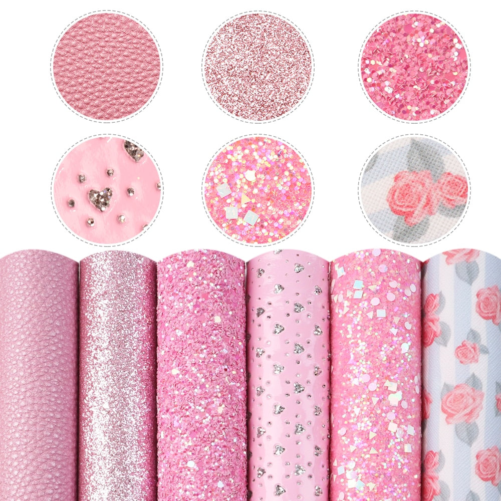 Lisslune | Elegant Pink Lychee Glitter Artificial Leather Craft Sheets for Stunning DIY Projects