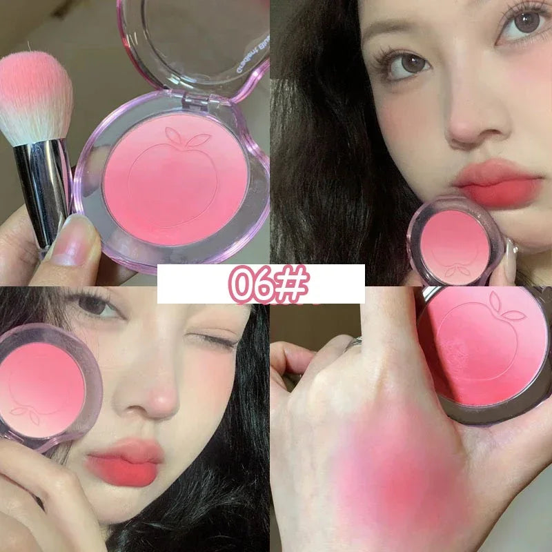 Rynx | Peach Pink Blusher Matte Purple Cheek Color Blush Make-up Durability Brightness Face Silky Smoothness Blush Powder Palette Cosmetics