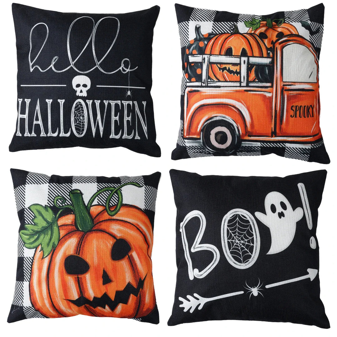 Rynx | 4PCS 45x45cm Halloween Pillowcase Pumpkin Wizard Ghost Halloween Decor For Home Decorative Sofa Car Chair Decor Pillowcase