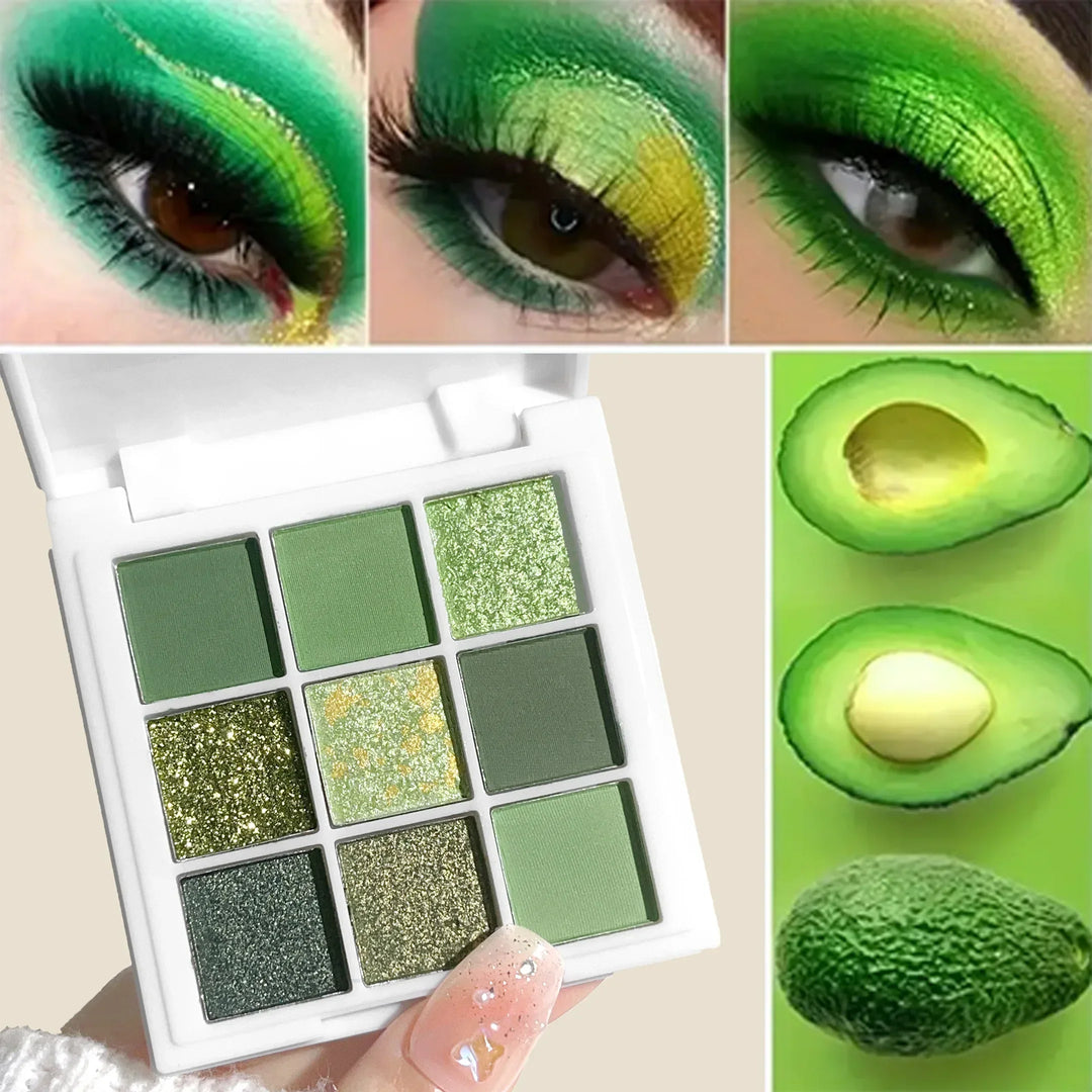 Rynx | Green Eyeshadow Avocado Cream Nine-Color Brightening Eye Enhancer Reflective Diamond Nine-Square Eyeshadow Palette Wholesaler