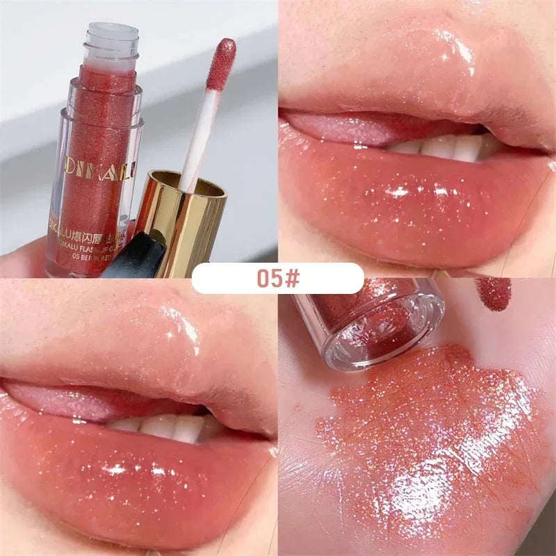Rynx | Glitter Lip Gloss Liquid Lipstick Moisturizing Plumping Lip Shine High Gloss Sparkling Lip Gloss Shade Korean Makeup Cosmetics