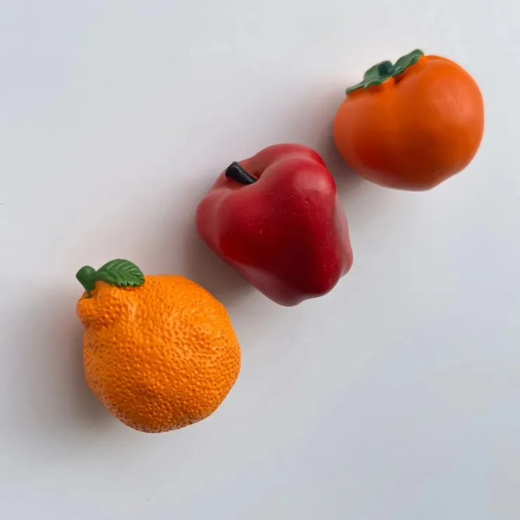 Rynx | Creative 3D Fruit Magnets Orange Refrigerator Magnet Apples Refrigerator Persimmon Stickers Living Room Door Decor