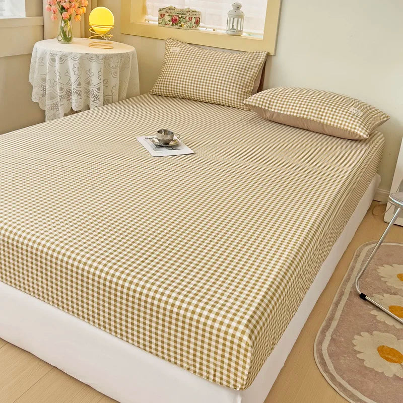Rynx | Stripe Style Fitted Sheet with Elastic Bands Non-Slip Adjustable Mattress Cover for Double, King, and Queen Bed 90x200 150x200 180x200