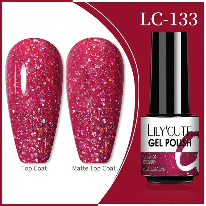 Rynx | 7ml Glitter Gel Nail Polish Semi Permanent Sequins Soak Off UV Gel Colorful DIY Nail Art Polishes