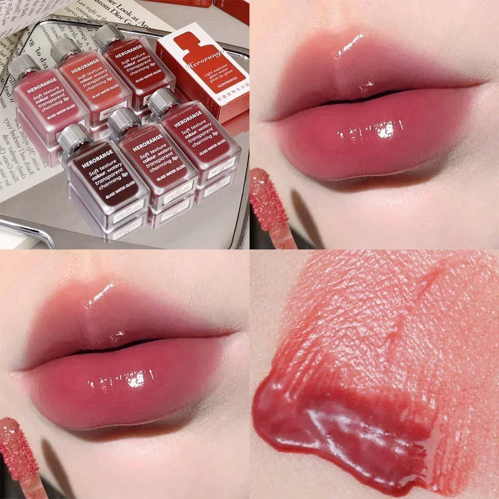Rynx | Black Mirror Water Light Lip Gloss High Shine Moisturizing Long Lasting No Fading Liquid Lipstick Sexy Red Lips Makeup Cosmetics