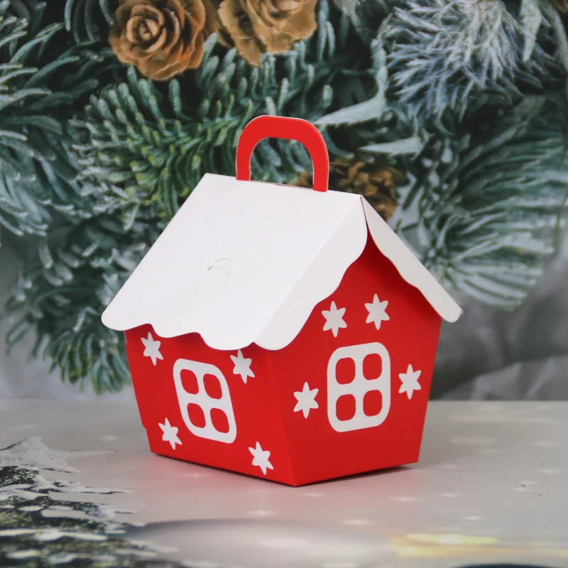 Rynx 10 Pieces Christmas Candy Box Bags Santa Gift Box DIY Cookie Packaging Bag Merry Christmas Party Decoration New Year Kids Gift