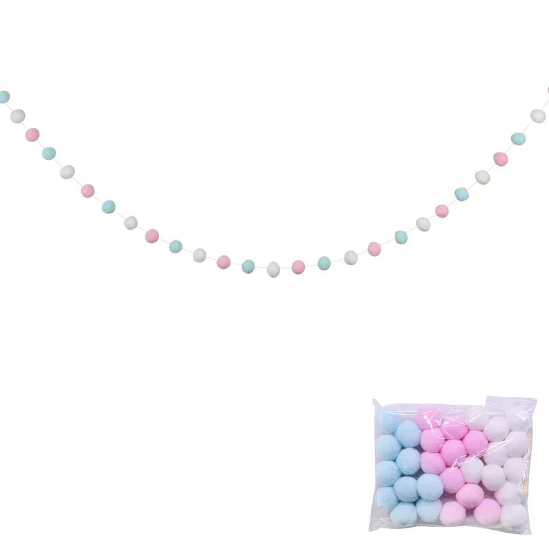 Rynx 2.5Meter Colored Pom Pom Pendant Light Garland Ins Nordic Series Wool Felt Ball String DIY Handmade Kids Room Decoration