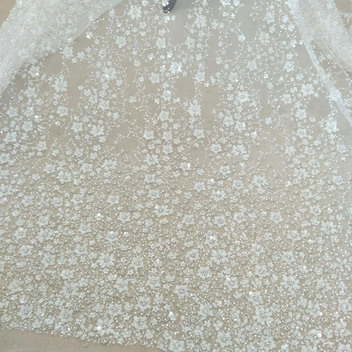 Lisslune | Exquisite Hot Beaded Lace for Bridal Fashion - 51 inches wide, sold by the yard