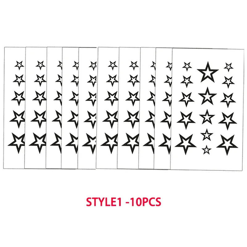 Rynx | Hollow Star Waterproof Temporary Tattoo Stickers Black Star Design Body Art Artificial Tattoo Wrist Ankle Artificial Tattoo Body Art Tools