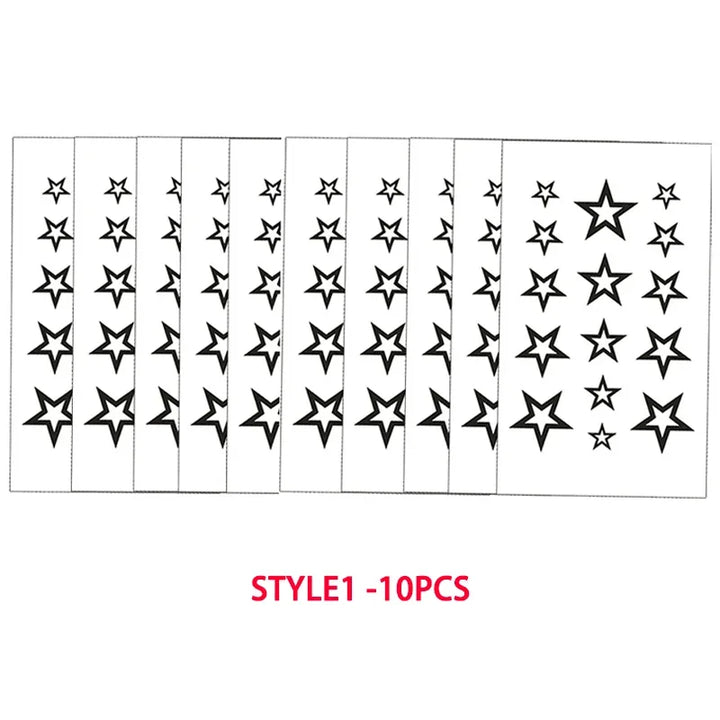 Rynx | Hollow Star Waterproof Temporary Tattoo Stickers Black Star Design Body Art Artificial Tattoo Wrist Ankle Artificial Tattoo Body Art Tools